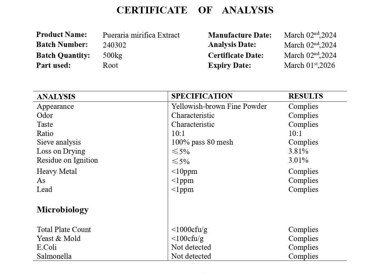 Pueraria Mirifica Extract Powder 10:1, Kwao Krua - Image 2