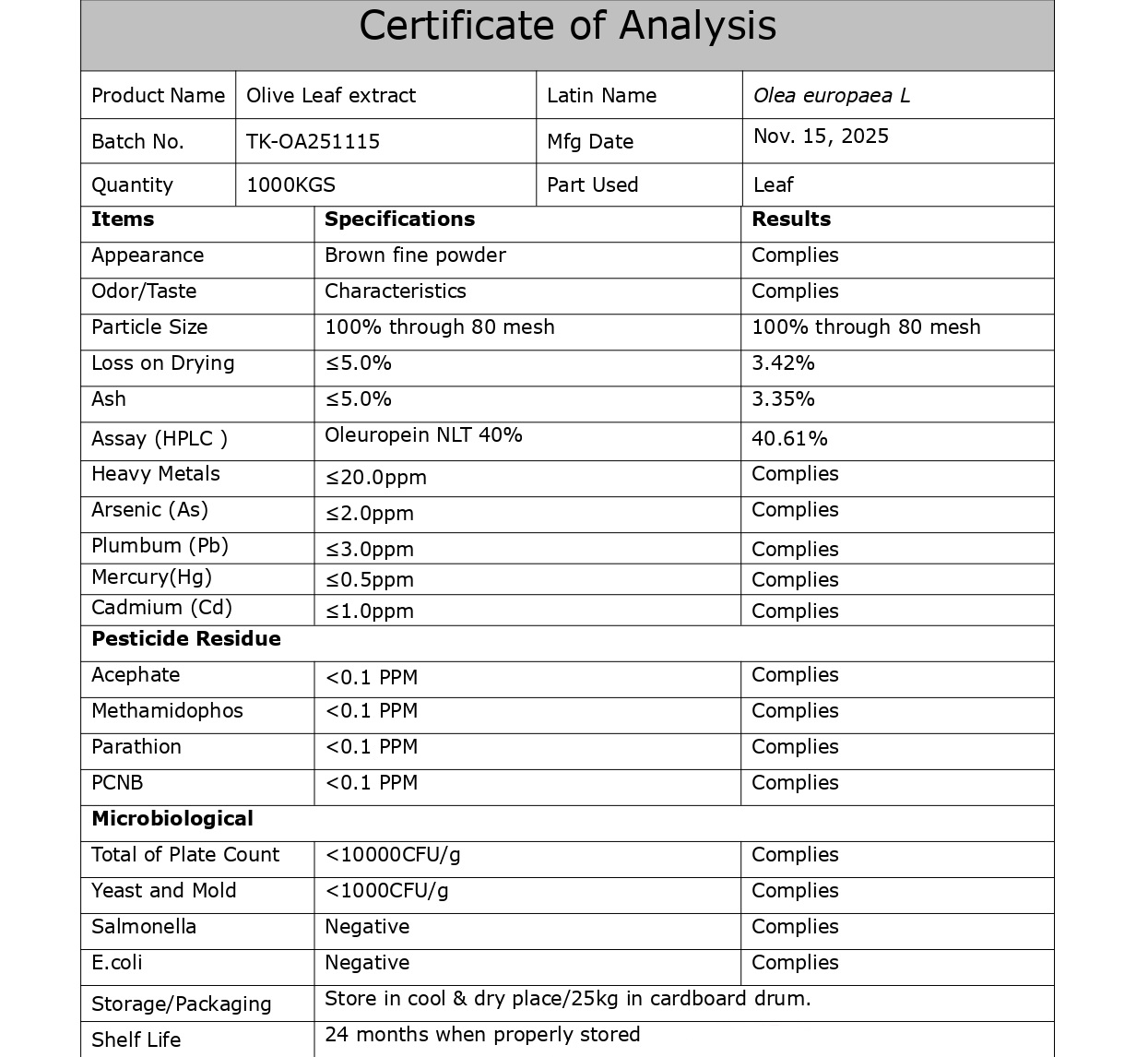 Olive Leaf Extract Powder 40% Oleuropein, Olea europaea - Image 2